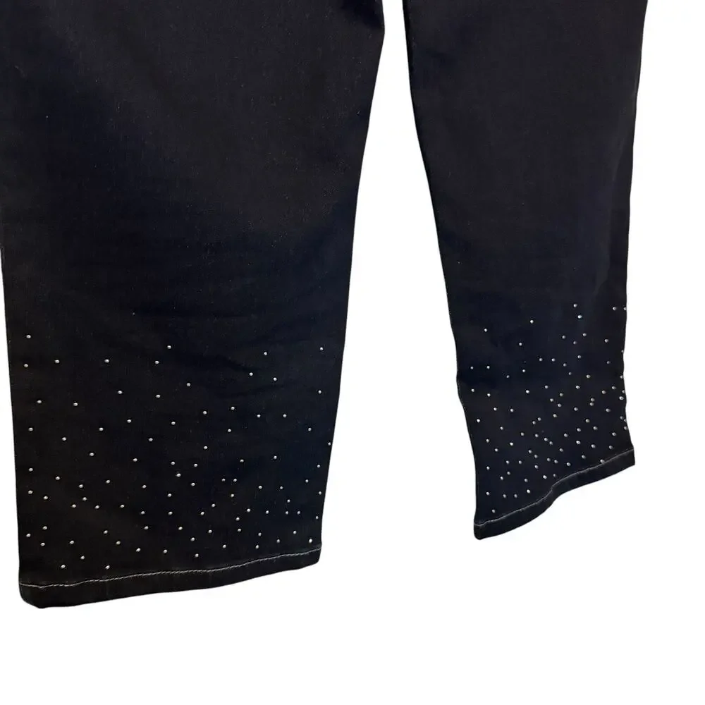 New Directions Capri Crop Jeans Silver Studded Size 10